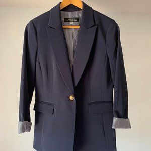 Tahari One-Button Blazer in Navy Blue